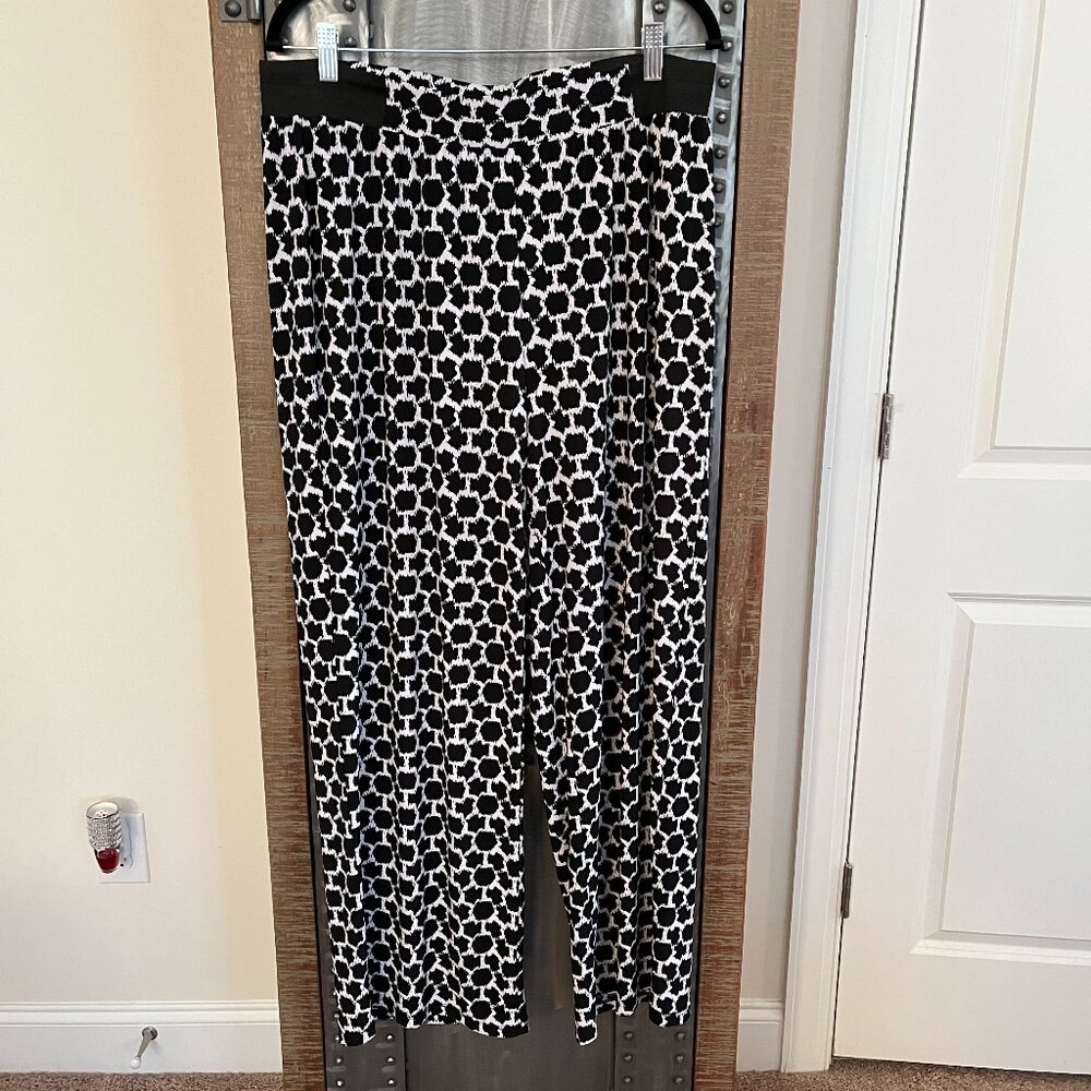 JONES STUDIO Black and White Abstract Print Palazzo Pants - L